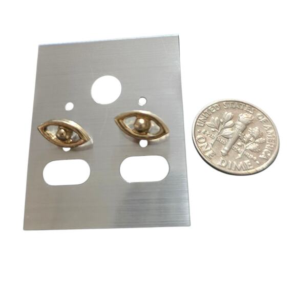 Earrings Minimalist Evil Eye Studs Pierced Small Believes Protection SKU2399 - Picture 2 of 4